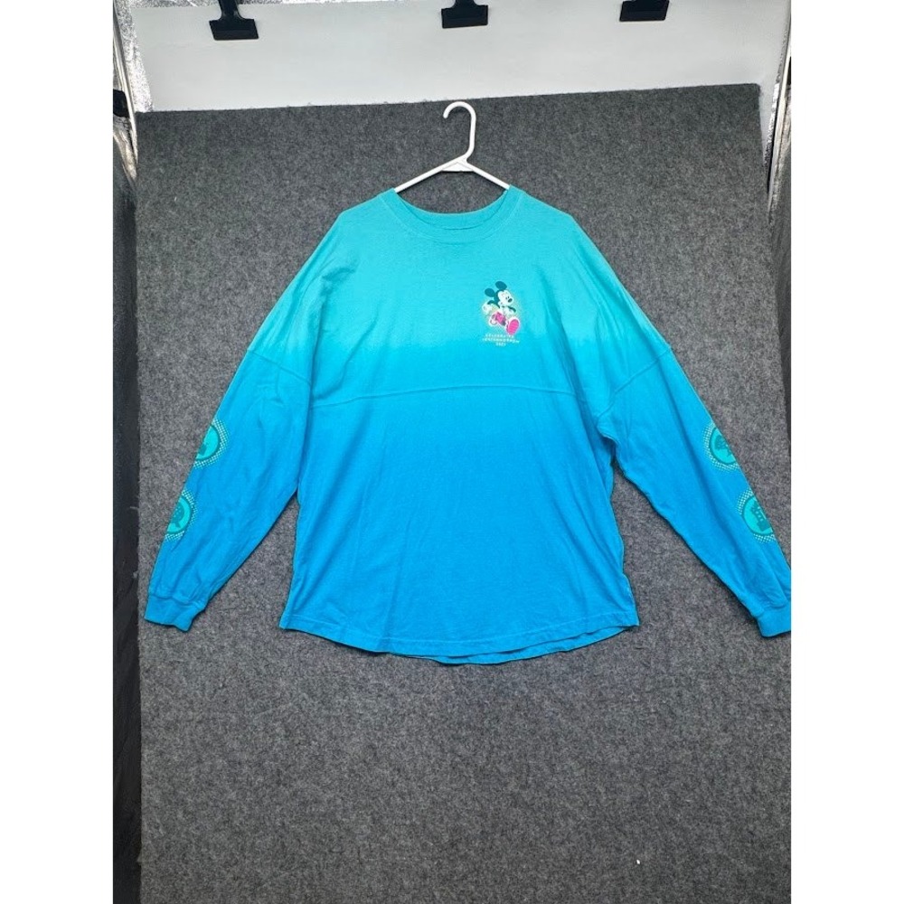 Disney Spirit Jersey Mickey Mouse Yestermorrow 2022‎ Ombre Blue Teal Mens Large